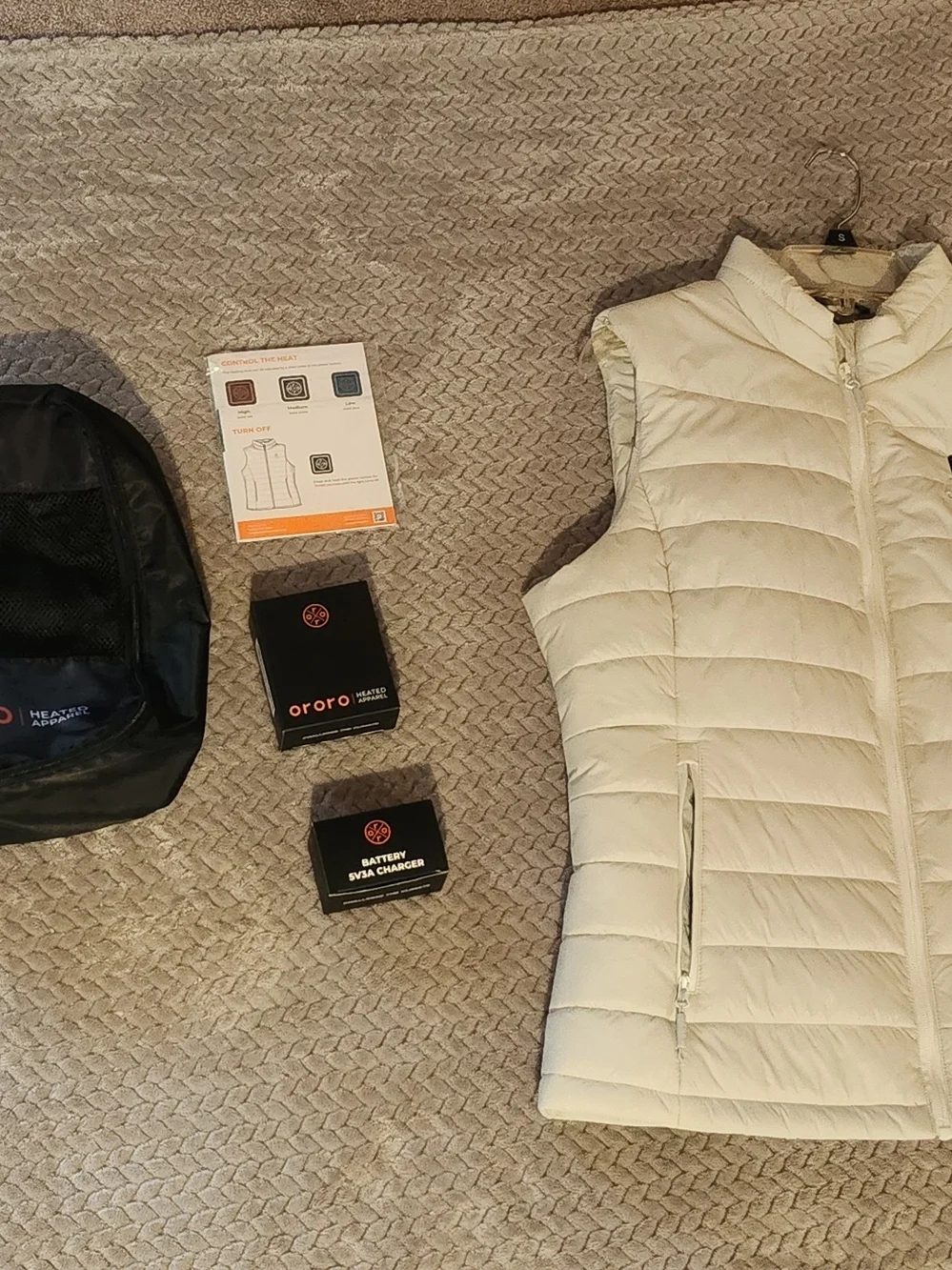 ororo Women's Heated Vest in Cream - Battery Powered Heated Vest